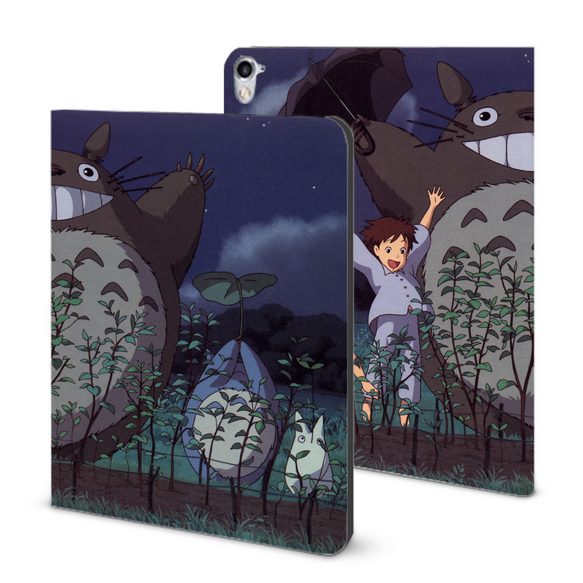 （画像用） となりのトトロ 草壁メイ 草壁サツキ My Neighbor Totoro Satsuki Kusakabe Mei Kusakabe IPad ケース ブック型 PUレザー TPU 耐衝撃 軽量 薄型 ペン収納なし 全面保護 IPad 各モデル対応